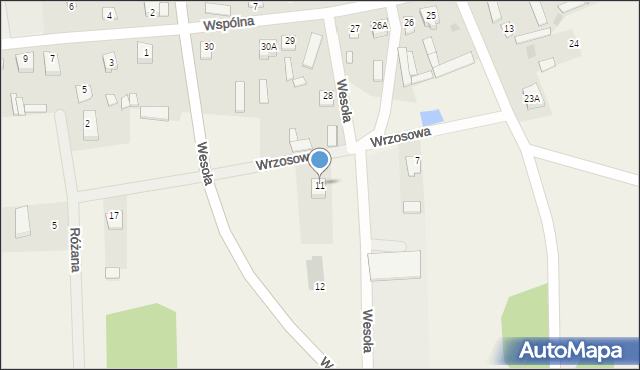 Blochy, Wrzosowa, 11, mapa Blochy