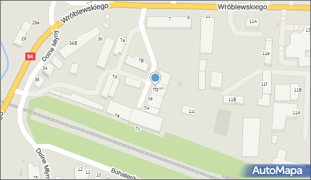 Bolesławiec, Wróblewskiego Walerego, gen., 7G, mapa Bolesławca