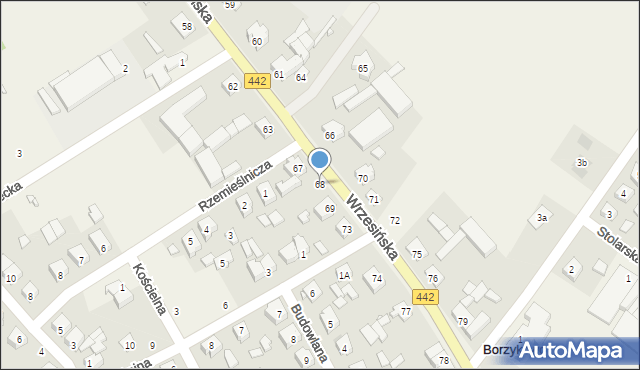 Borzykowo, Wrzesińska, 68, mapa Borzykowo