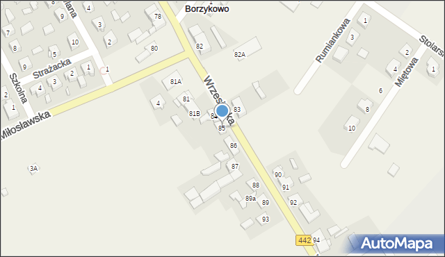 Borzykowo, Wrzesińska, 85, mapa Borzykowo