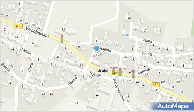 Bralin, Wrocławska, 53A, mapa Bralin