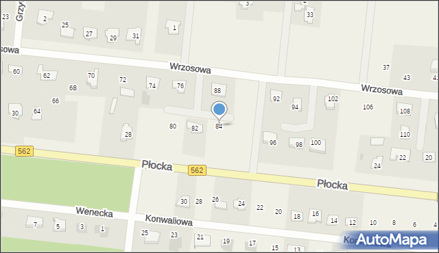 Brwilno, Wrzosowa, 84, mapa Brwilno