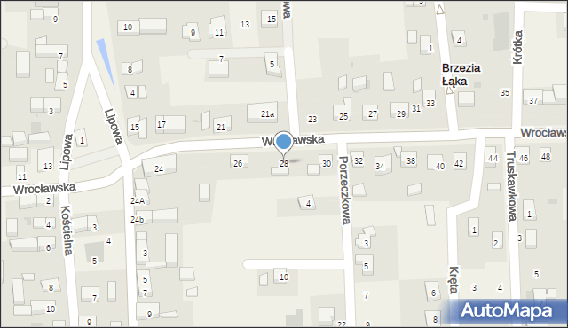 Brzezia Łąka, Wrocławska, 28, mapa Brzezia Łąka
