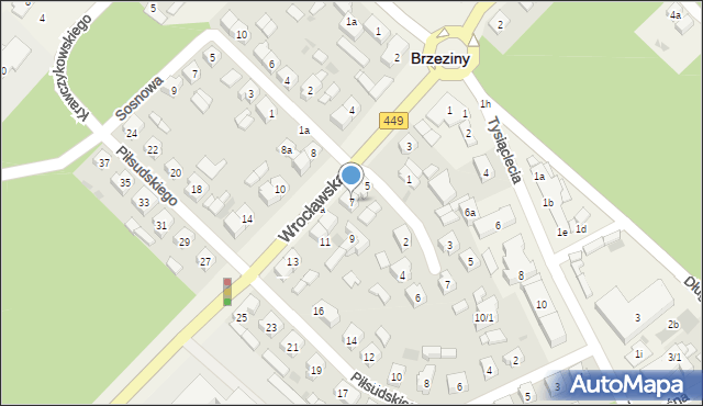 Brzeziny, Wrocławska, 7, mapa Brzeziny