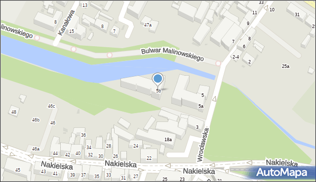 Bydgoszcz, Wrocławska, 5b, mapa Bydgoszczy
