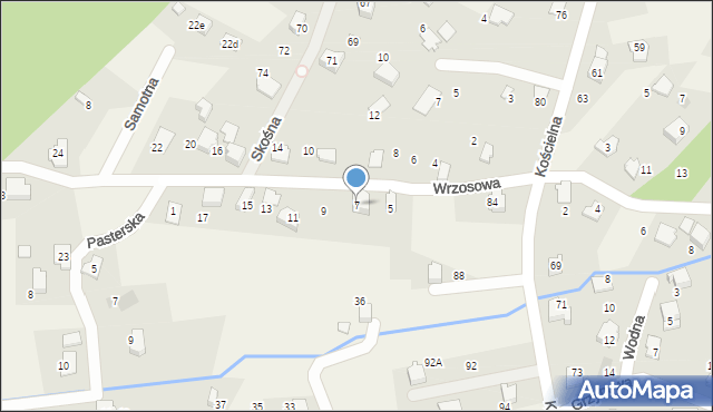 Bystra, Wrzosowa, 7, mapa Bystra