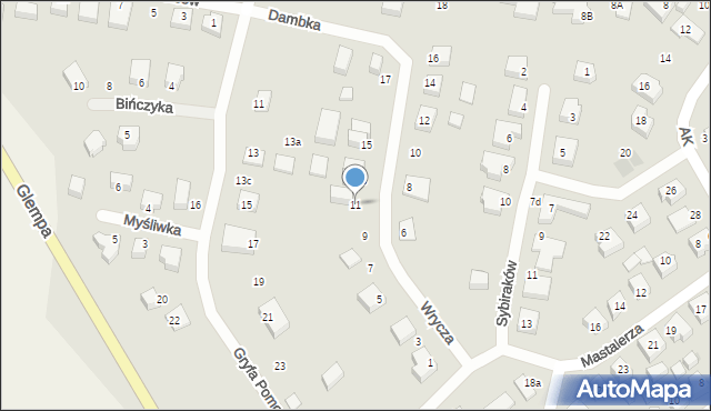 Chojnice, Wrycza Józefa, ks. płk., 11, mapa Chojnic