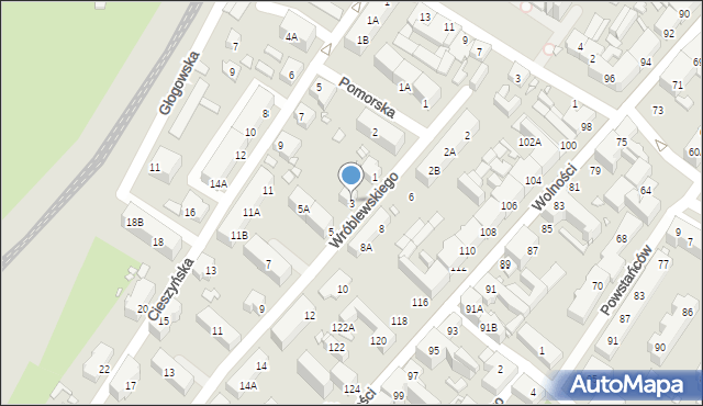 Chorzów, Wróblewskiego Walerego, gen., 3, mapa Chorzów