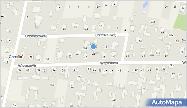 Chrośla, Wrzosowa, 44, mapa Chrośla