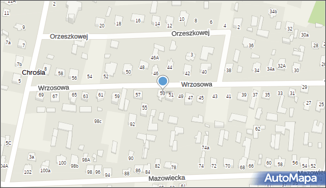 Chrośla, Wrzosowa, 53, mapa Chrośla