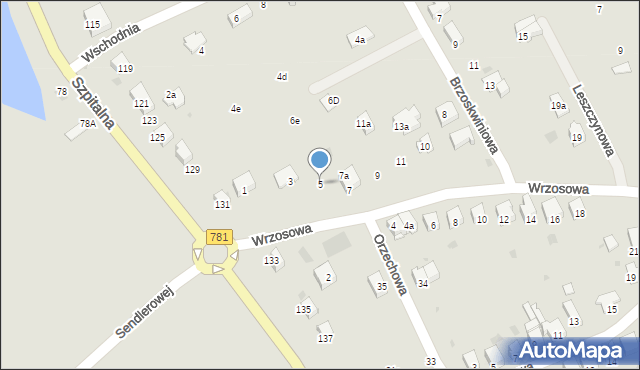 Chrzanów, Wrzosowa, 5, mapa Chrzanów