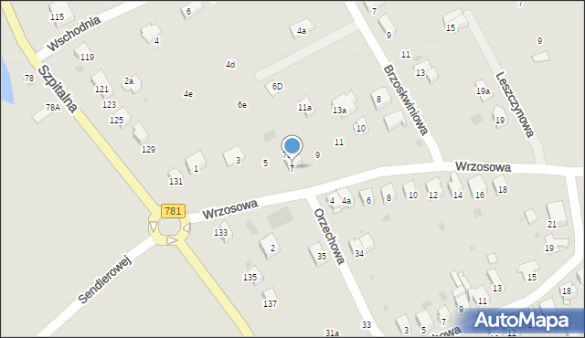 Chrzanów, Wrzosowa, 7, mapa Chrzanów