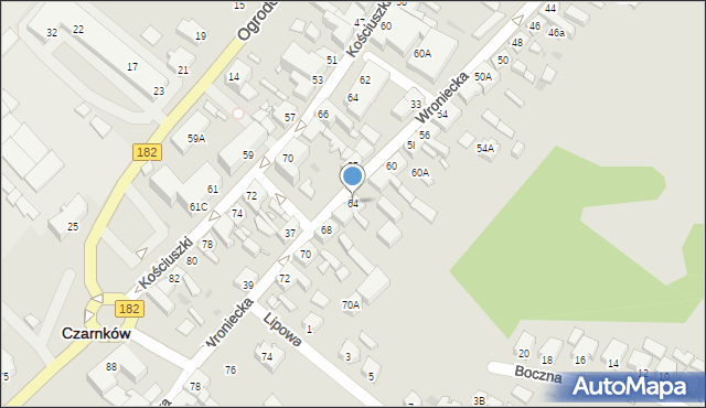 Czarnków, Wroniecka, 64, mapa Czarnków