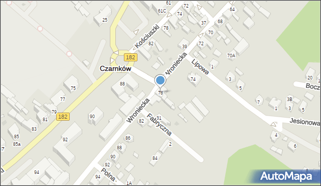 Czarnków, Wroniecka, 78, mapa Czarnków