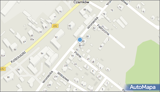 Czarnków, Wroniecka, 90, mapa Czarnków