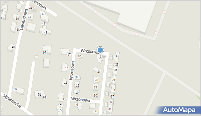 Czeladź, Wrzosowa, 22, mapa Czeladź