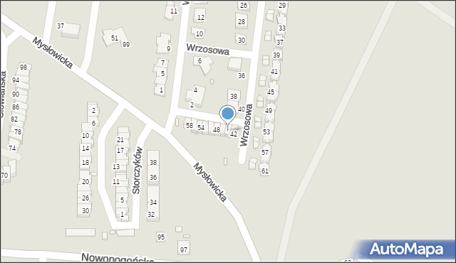 Czeladź, Wrzosowa, 44, mapa Czeladź