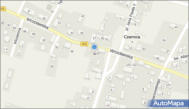 Czernica, Wrocławska, 98, mapa Czernica