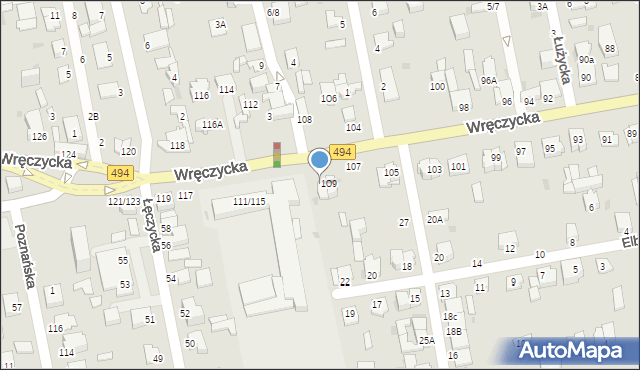 Częstochowa, Wręczycka, 109A, mapa Częstochowy