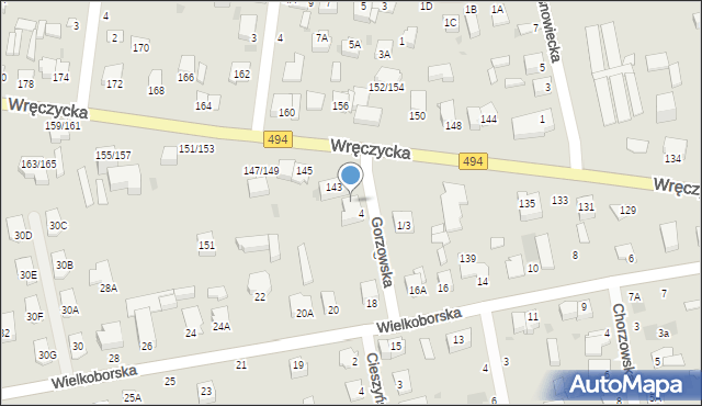 Częstochowa, Wręczycka, 143A, mapa Częstochowy