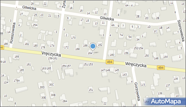 Częstochowa, Wręczycka, 164A, mapa Częstochowy