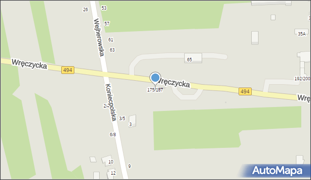 Częstochowa, Wręczycka, 175/187, mapa Częstochowy