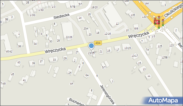 Częstochowa, Wręczycka, 23/25, mapa Częstochowy