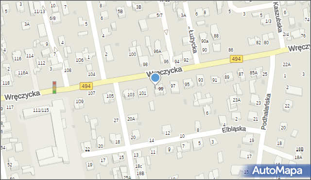 Częstochowa, Wręczycka, 99A, mapa Częstochowy