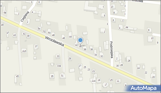 Dąbrowa, Wrocławska, 40, mapa Dąbrowa