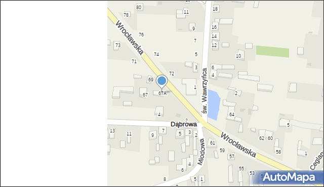 Dąbrowa, Wrocławska, 67A, mapa Dąbrowa