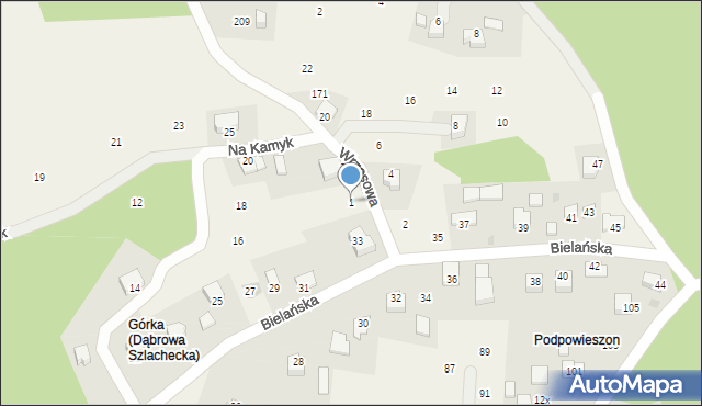 Dąbrowa Szlachecka, Wrzosowa, 1, mapa Dąbrowa Szlachecka