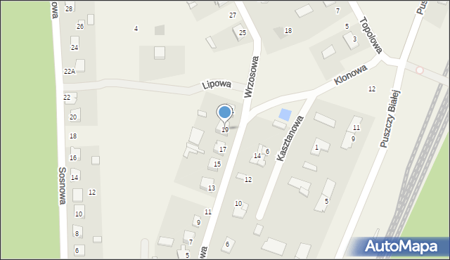 Dalekie-Tartak, Wrzosowa, 19, mapa Dalekie-Tartak