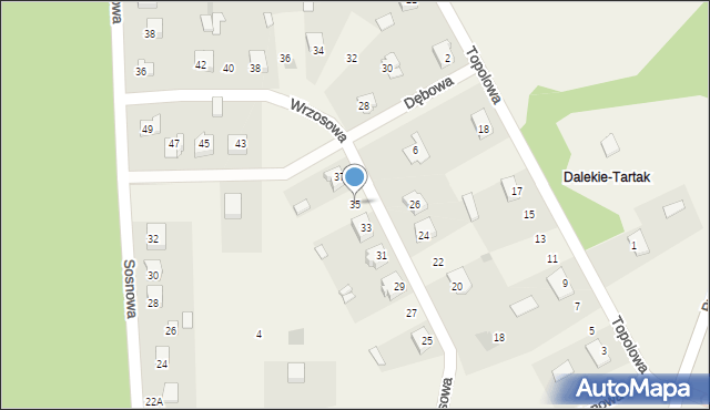 Dalekie-Tartak, Wrzosowa, 35, mapa Dalekie-Tartak