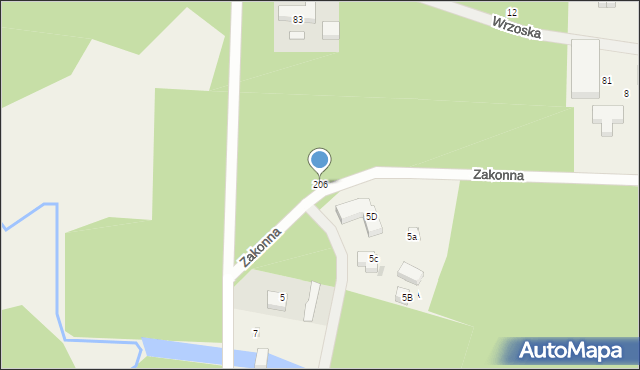 Dębki, Wrzoska Adama, prof., 206, mapa Dębki