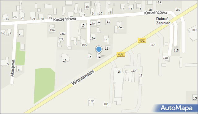 Dobroń, Wrocławska, 14, mapa Dobroń