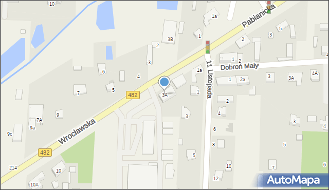 Dobroń, Wrocławska, 3A, mapa Dobroń