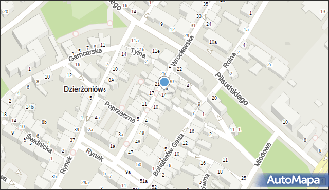 Dzierżoniów, Wrocławska, 14, mapa Dzierżoniów