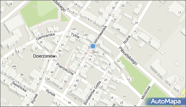 Dzierżoniów, Wrocławska, 18, mapa Dzierżoniów