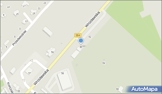 Dzierżoniów, Wrocławska, 60, mapa Dzierżoniów