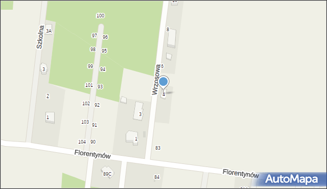 Florentynów, Wrzosowa, 4, mapa Florentynów