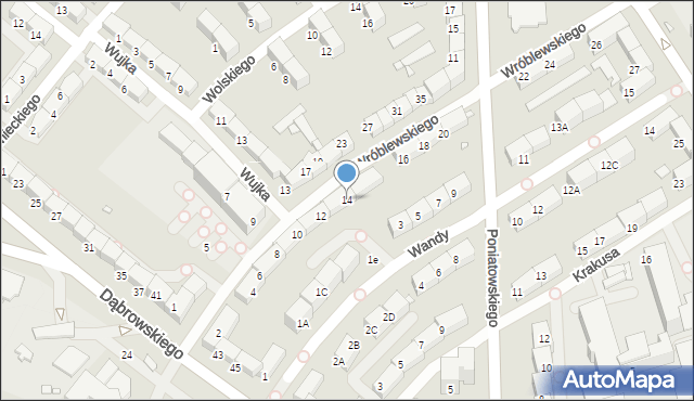 Gliwice, Wróblewskiego Walerego, gen., 14, mapa Gliwic