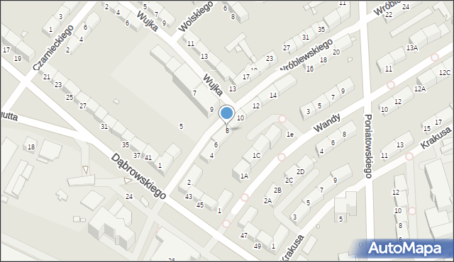 Gliwice, Wróblewskiego Walerego, gen., 8, mapa Gliwic