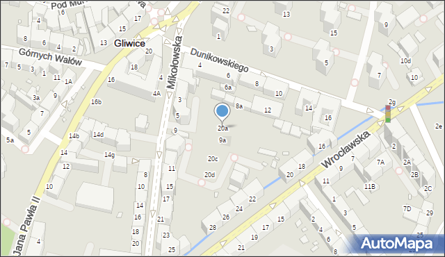 Gliwice, Wrocławska, 20a, mapa Gliwic