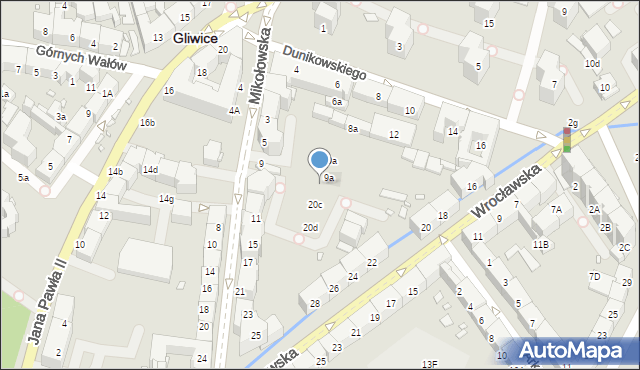 Gliwice, Wrocławska, 20b, mapa Gliwic