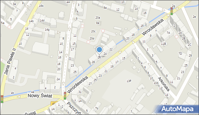 Gliwice, Wrocławska, 26, mapa Gliwic
