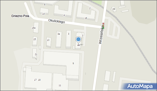 Gniezno, Wrzesińska, 44, mapa Gniezna