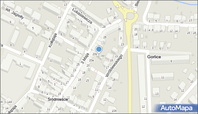 Gorlice, Wróblewskiego, 20c, mapa Gorlic