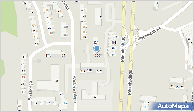 Gorzów Wielkopolski, Wróblewskiego Walerego, gen., 36C, mapa Gorzów Wielkopolski