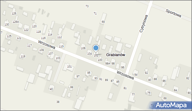 Grabianów, Wrzosowa, 102, mapa Grabianów