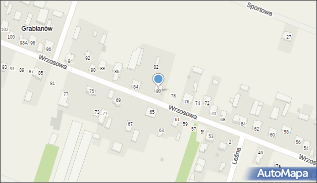 Grabianów, Wrzosowa, 80, mapa Grabianów